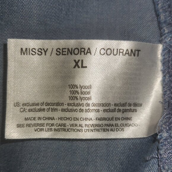 Vintage America Chambray Top Women's XL Blue Embroidered Peasant Boho Western - Picture 7 of 8